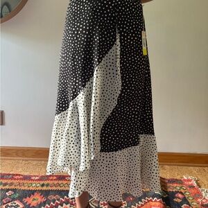 Summersalt Black and White Polka Dot Midi Skirt